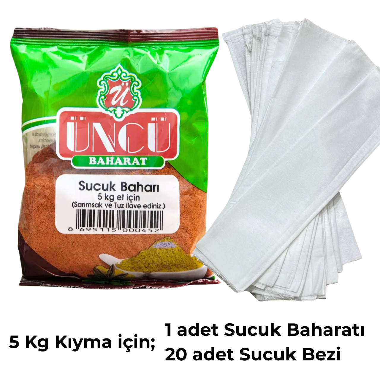 5 KG TOKAT BEZ SUCUK SETİ SUCUK BAHARATI, SUCUK BEZİ