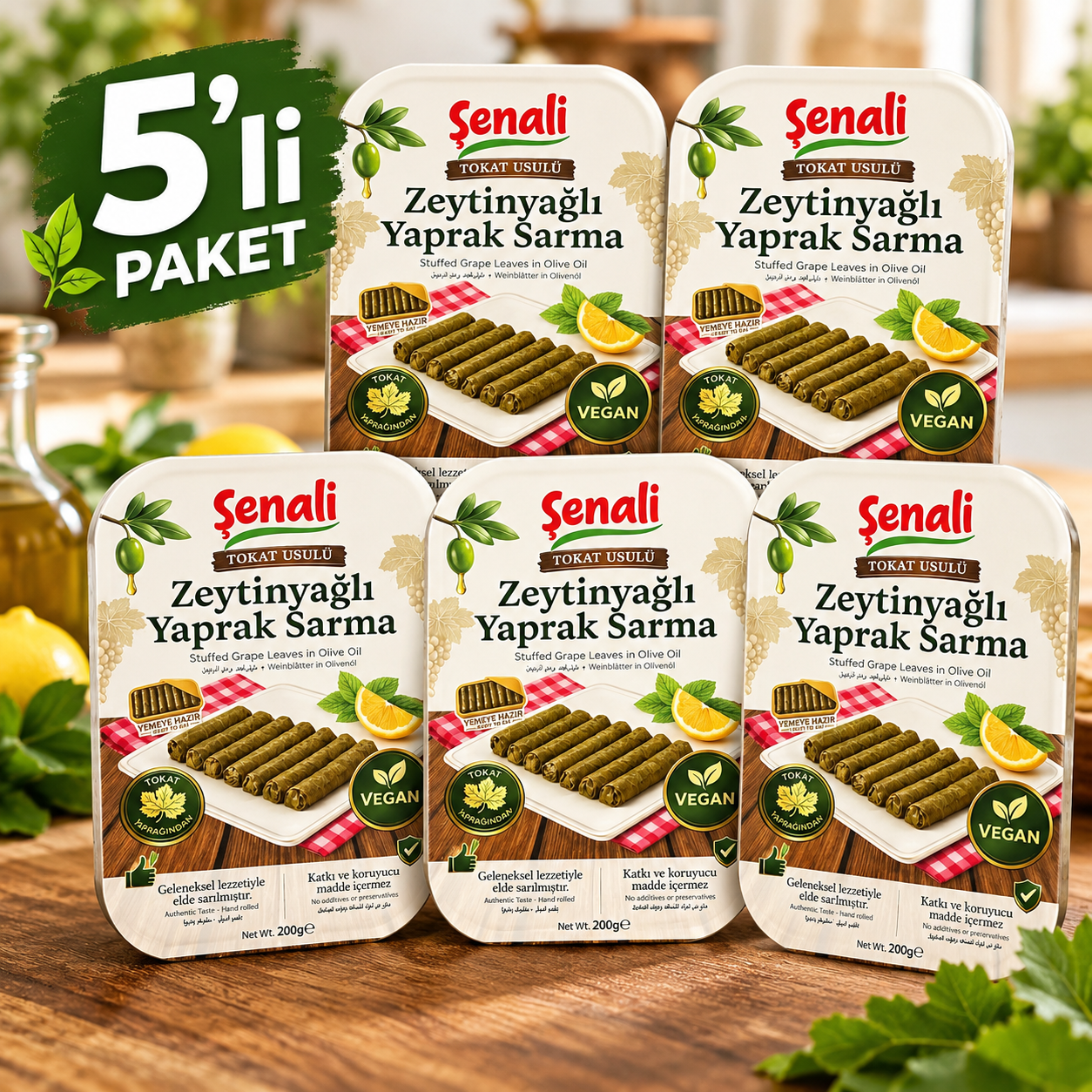 TOKAT USULÜ ZEYTİNYAĞLI YAPRAK SARMA 200GR 5 ADET
